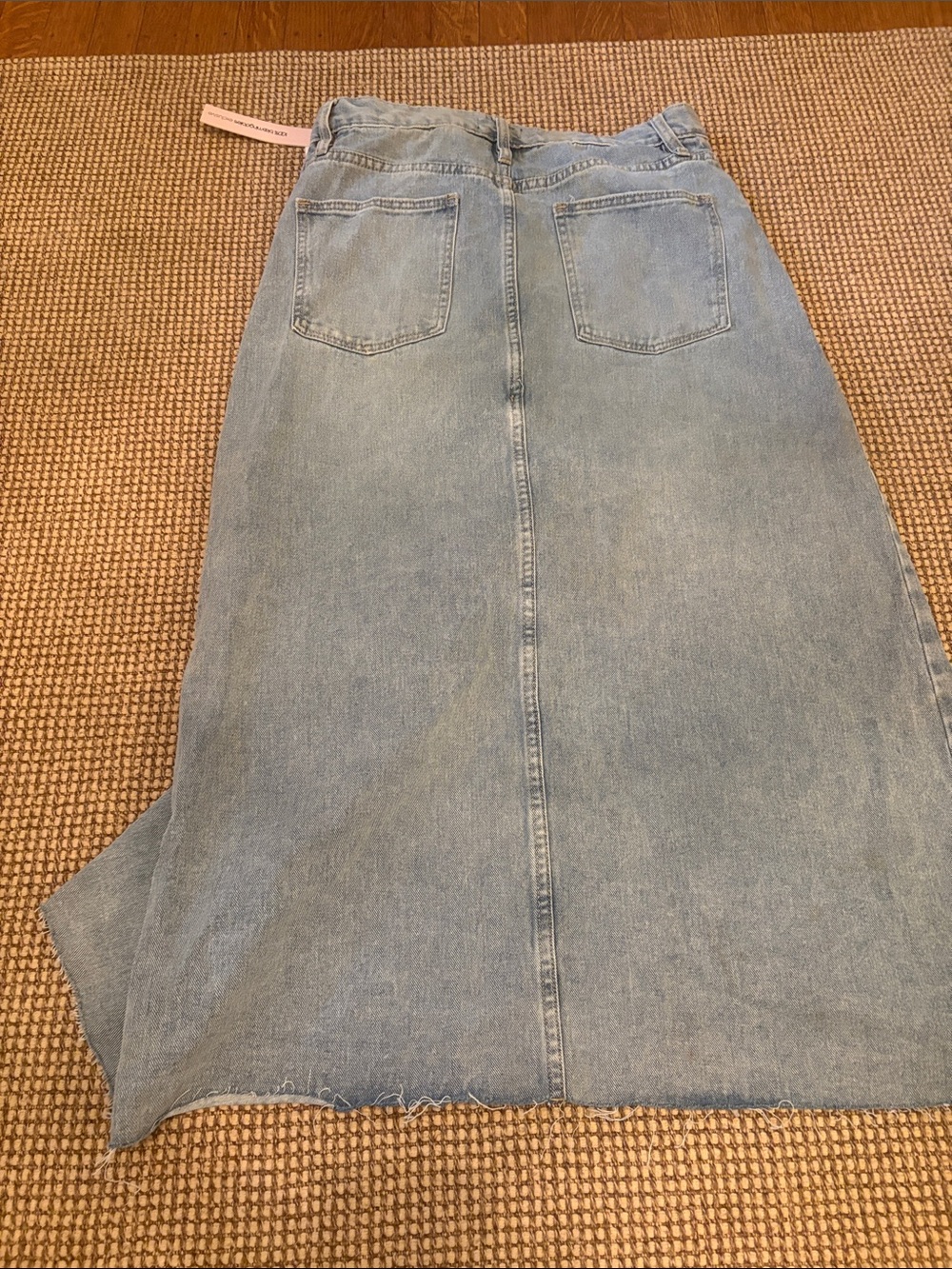 Aqua Light Blue Denim Maxi Skirt with Front Slit - Picture 6 of 6